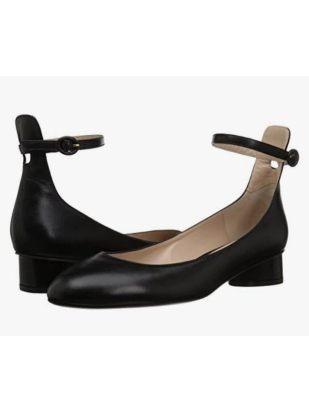 Stuart Weitzman Black Leather Ankle Strap Ballet Flats Low Heel Shoes Women 8.5M - Picture 6 of 16
